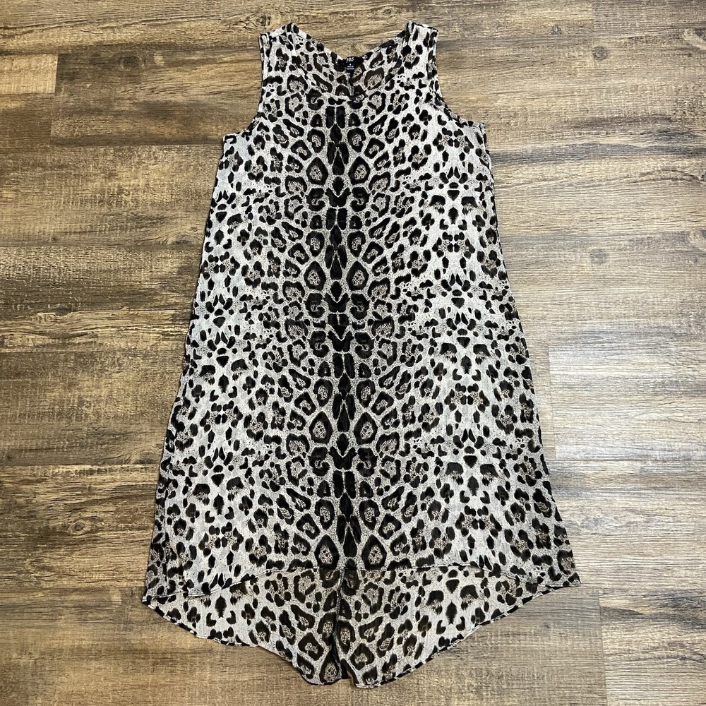 JBS Women's Small Hi-Lo Dress Sheer Leopard Print Chiffon Classic Safari Chic